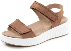 Hot ELENA EDEN , bequeme Damen-Sandalen, Weite H, mit herausnehmbarem Fußbett COGNAC