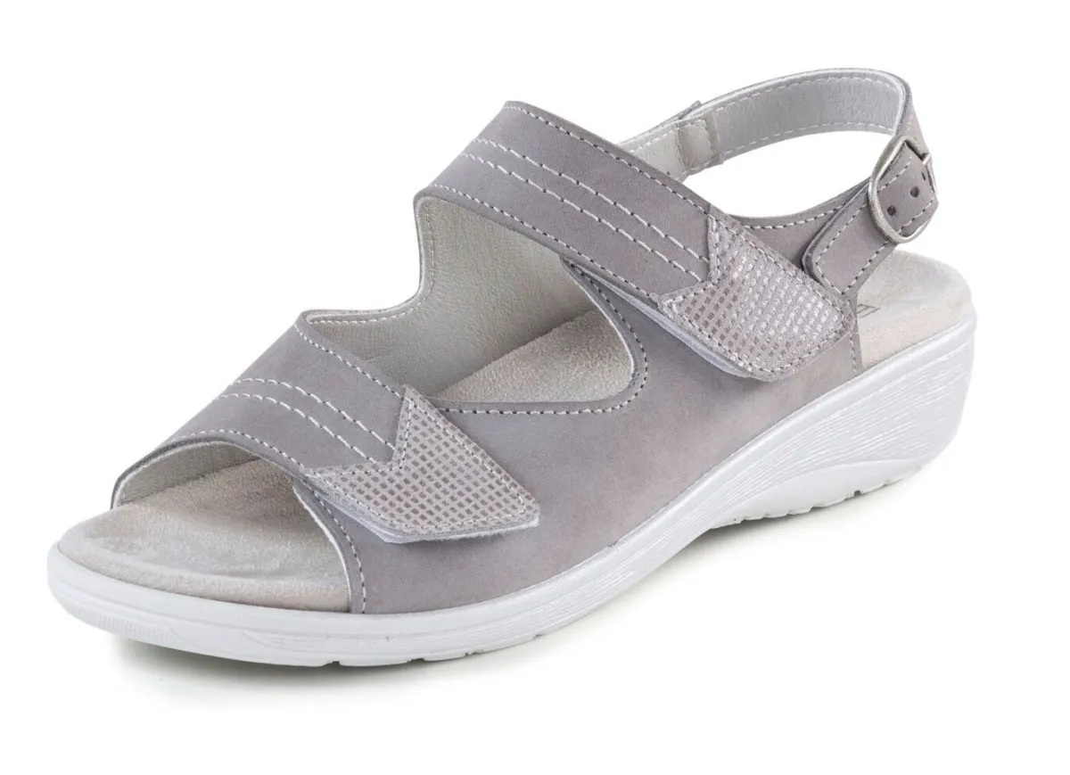 New ELENA EDEN , bequeme Damen-Sandalen, Weite G, mit herausnehmbarem Fußbett GRAU