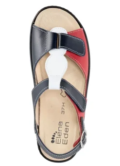 ELENA EDEN , bequeme Damen-Sandalen, Weite H, mit herausnehmbarem Fußbett ROT-BLAU-WEISS