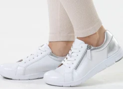 Online ELENA EDEN , bequeme Damen-Sneaker, Weite G, mit herausnehmbarem Fußbett WEISS-SILBER