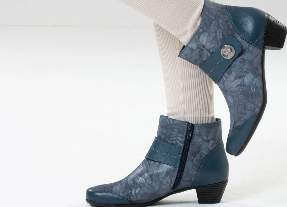 Clearance ELENA EDEN , elegante Damen-Stiefeletten, Weite G, mit herausnehmbarem Fußbett JEANS