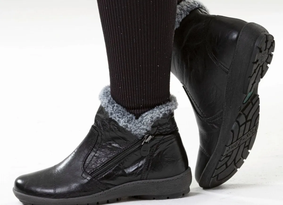 Outlet ELENA EDEN , gefütterte Damen-Boots, Winterschuhe, Weite G, mit herausnehmbarem Fußbett SCHWARZ