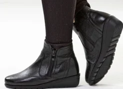 Outlet ELENA EDEN , gefütterte Damen-Stiefeletten, Winterschuhe, Weite G, mit Reißverschluss SCHWARZ