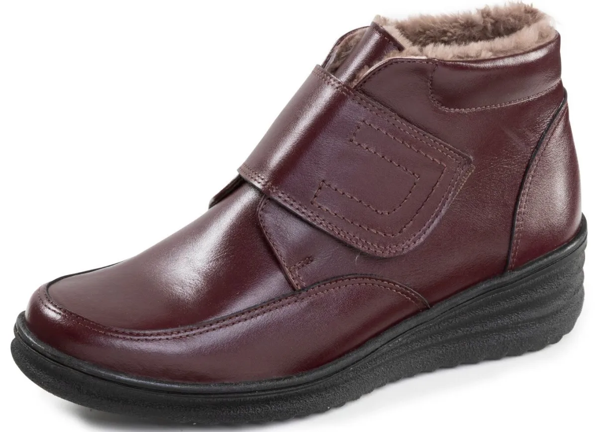 ELENA EDEN , gefütterte Damen-Boots, Winterschuhe, Weite H, mit Lammfell BORDEAUX