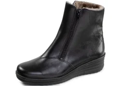 Outlet BADER ELENA EDEN, gefütterte Damen-Stiefeletten, Winterschuhe, Weite H, mit Lammfell SCHWARZ