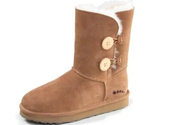 ELENA EDEN , gefütterte Damen-Stiefel, Winterschuhe, mit Lammfell NATURBRAUN