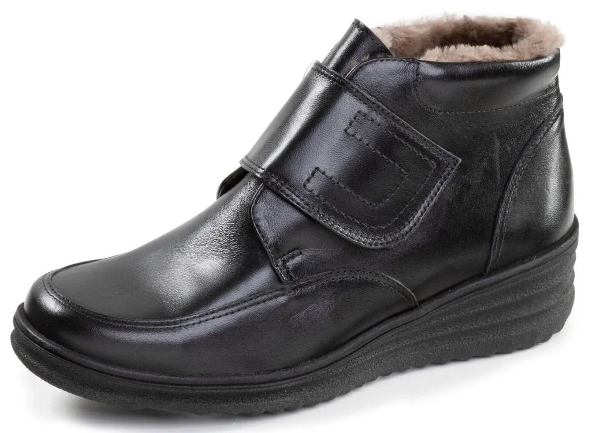Best ELENA EDEN , gefütterte Damen-Boots, Winterschuhe, Weite H, mit Lammfell SCHWARZ