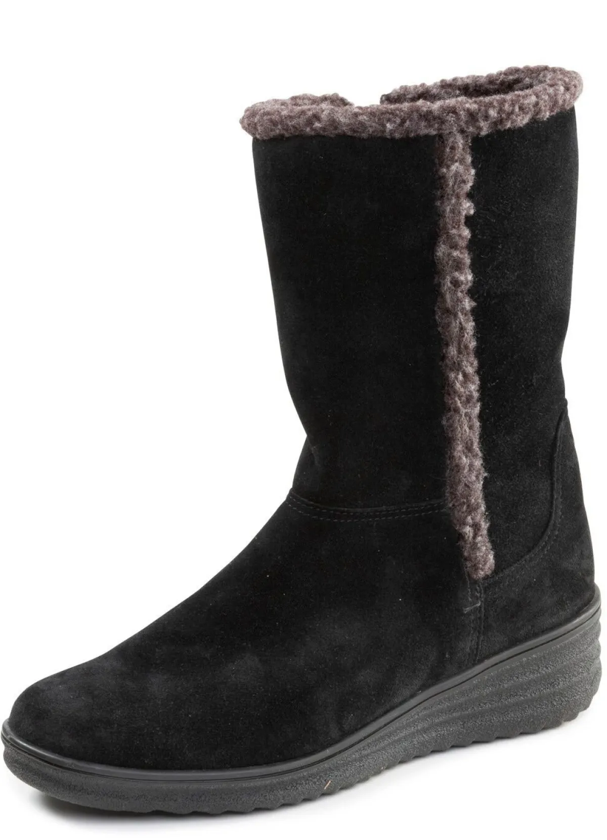 ELENA EDEN , gefütterte Damen-Stiefel, Winterschuhe, Weite H, mit Lammfell SCHWARZ-GRAU
