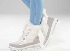 Best ELENA EDEN , gefütterte Damen-Boots, Winterschuhe, Weite G, mit herausnehmbarem Fußbett PERLWEISS-GRAU