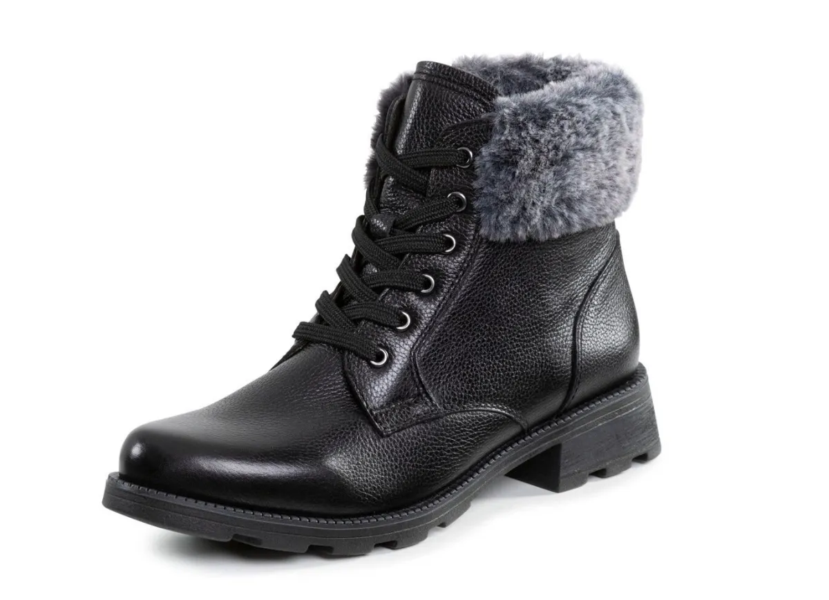 Best ELENA EDEN , gefütterte Damen-Stiefeletten, Winterschuhe, Weite G, mit herausnehmbarem Fußbett SCHWARZ-GRAU
