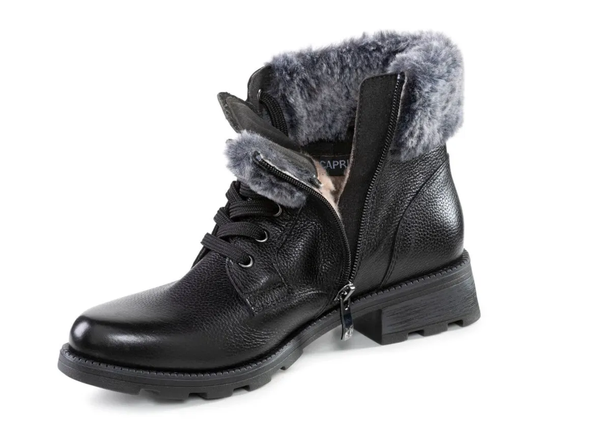 Best ELENA EDEN , gefütterte Damen-Stiefeletten, Winterschuhe, Weite G, mit herausnehmbarem Fußbett SCHWARZ-GRAU