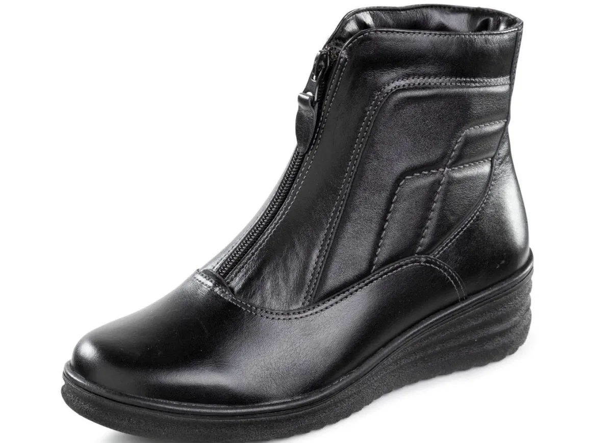 Hot ELENA EDEN , gefütterte Damen-Stiefeletten, Winterschuhe, Weite H, mit Lammfell SCHWARZ