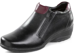 Hot ELENA EDEN , gefütterte Damen-Boots, Winterschuhe, Weite H, mit Lammfell SCHWARZ-BORDEAUX