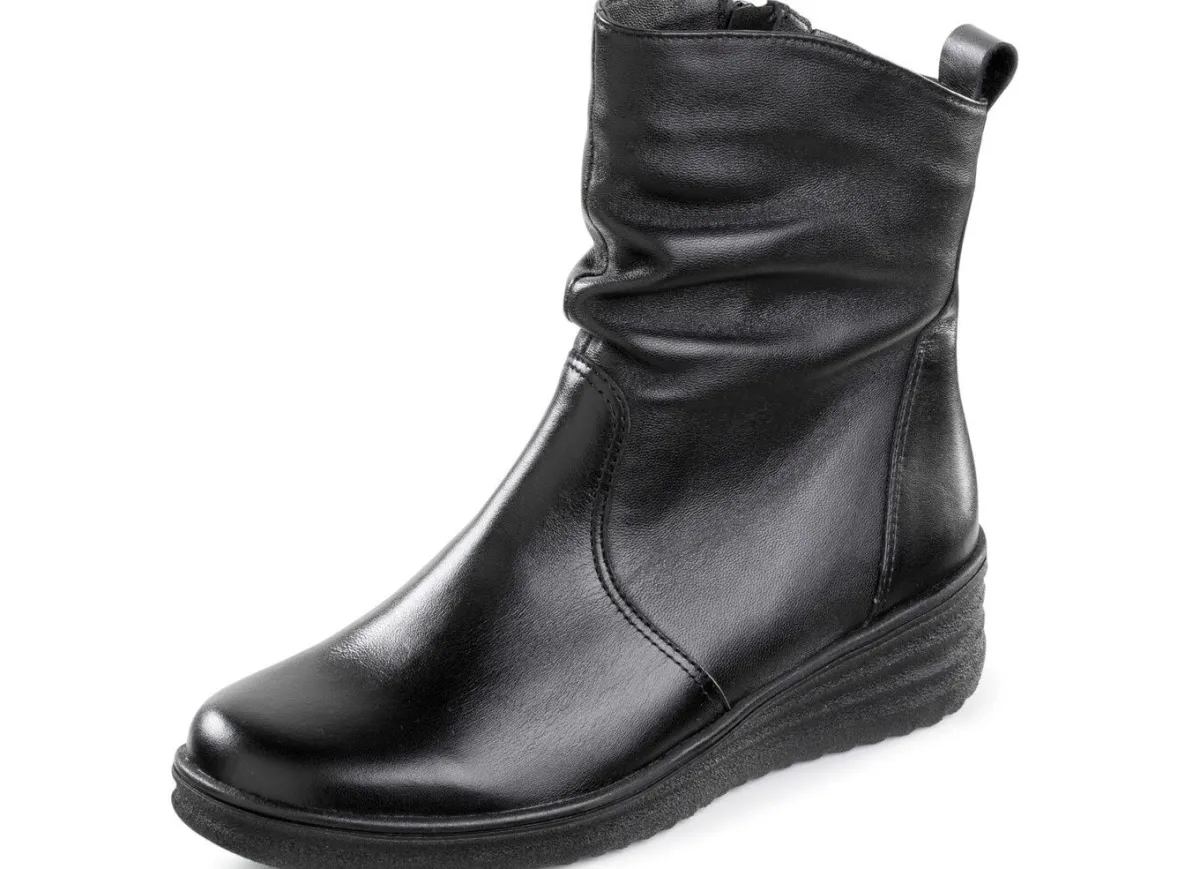 New ELENA EDEN , gefütterte Damen-Stiefeletten, Winterschuhe, Weite H, mit Lammfell SCHWARZ