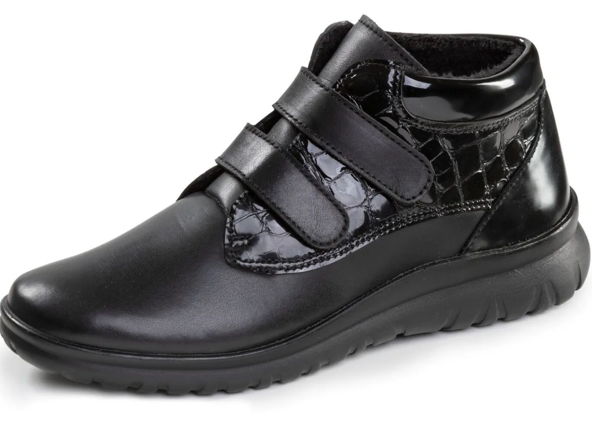 Outlet ELENA EDEN , gefütterte Damen-Boots, Winterschuhe, Weite G, mit herausnehmbarem Fußbett SCHWARZ