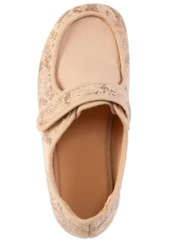 Outlet ELENA EDEN Hausschuh aus teilweise glänzend bedrucktem Textilmaterial BEIGE