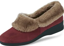 BADER ELENA EDEN Hausschuh mit echtem Lammfellfutter BORDEAUX-TAUPE
