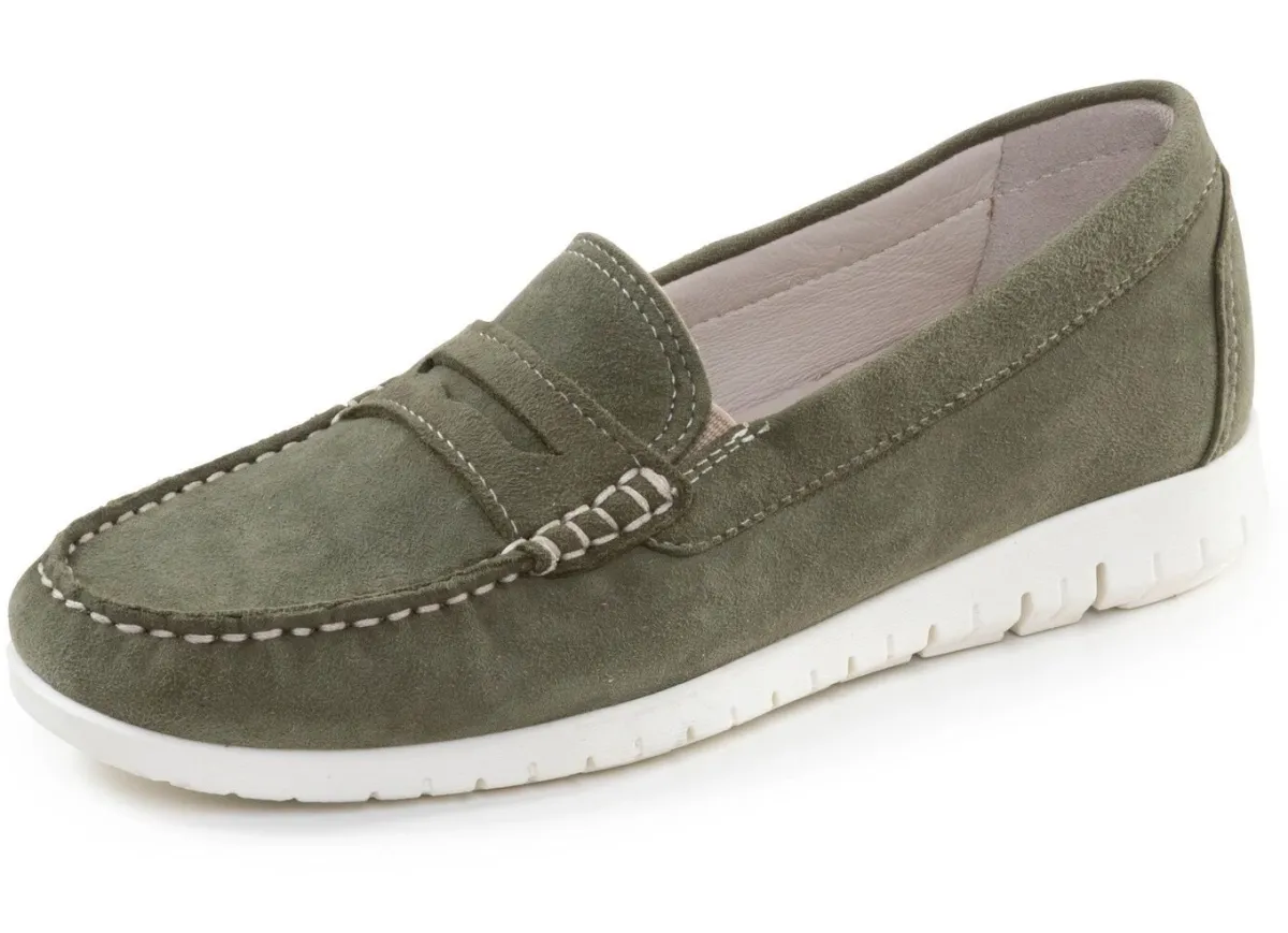 Best ELENA EDEN , klassische Damen-Slipper, Weite H, mit herausnehmbarem Fußbett OLIV