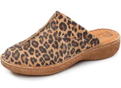 Best ELENA EDEN , klassische Damen-Clogs, Weite G, mit Gummizug BRAUN-LEO
