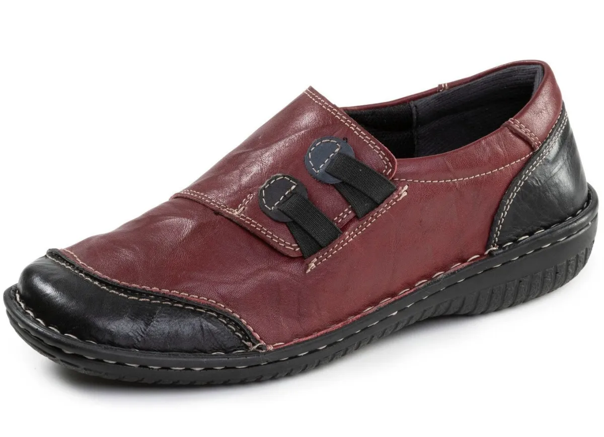 Best ELENA EDEN , klassische Damen-Slipper, Weite G, mit herausnehmbarem Fußbett BURGUND-SCHWARZ