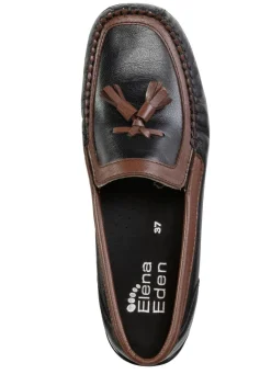 ELENA EDEN , klassische Damen-Slipper, mit herausnehmbarem Fußbett SCHWARZ-BRAUN