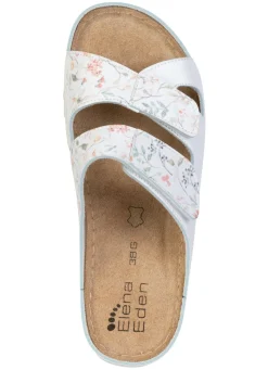 Discount ELENA EDEN , klassische Damen-Pantoletten, Weite G, mit Klettverschluss WEISS