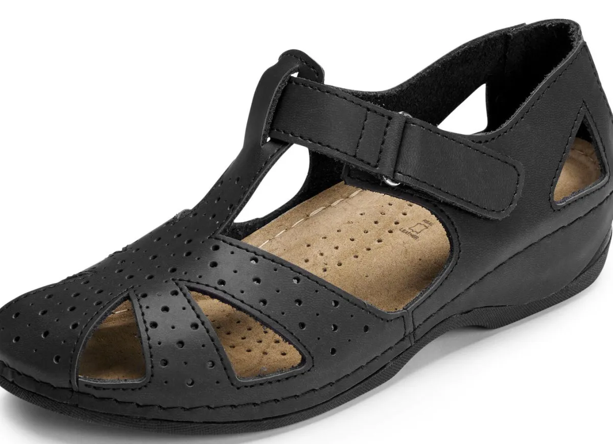 ELENA EDEN , klassische Damen-Sandalen, Weite H, mit Klettverschluss SCHWARZ