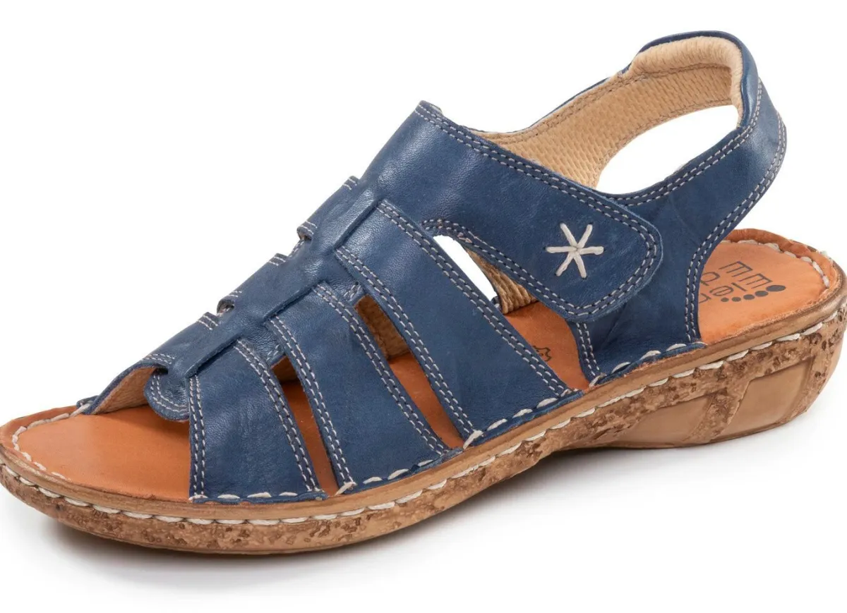 Hot ELENA EDEN , klassische Damen-Sandalen, Weite G, mit Klettverschluss BLAU