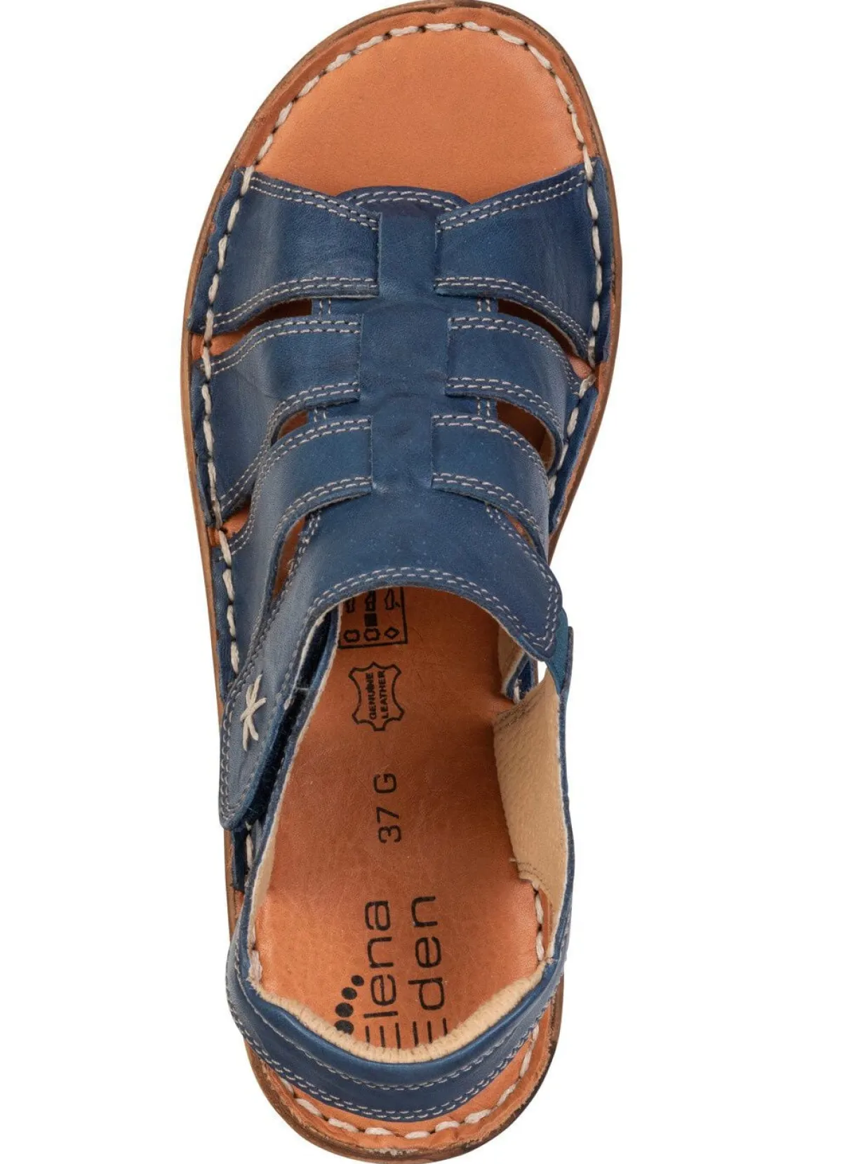 Hot ELENA EDEN , klassische Damen-Sandalen, Weite G, mit Klettverschluss BLAU