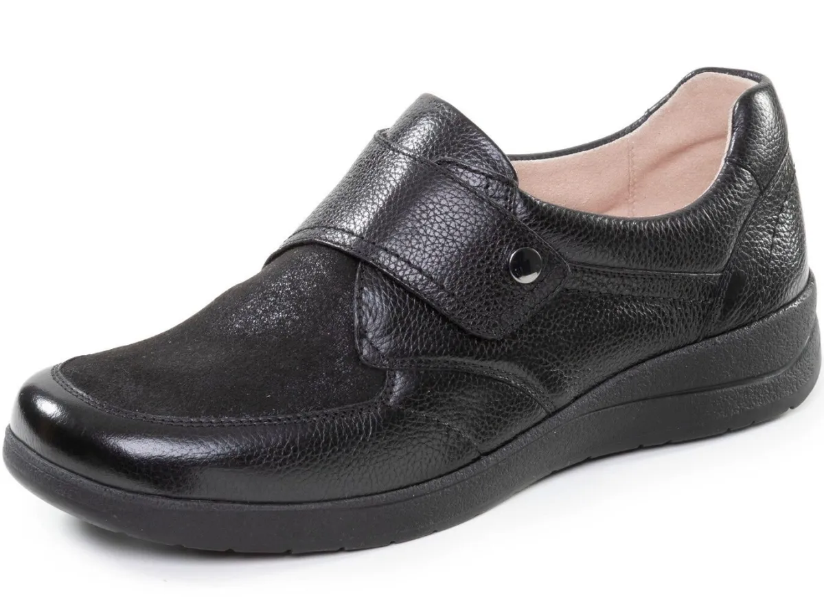 Discount ELENA EDEN , komfortable Damen-Slipper, Weite K, mit herausnehmbarem Fußbett SCHWARZ