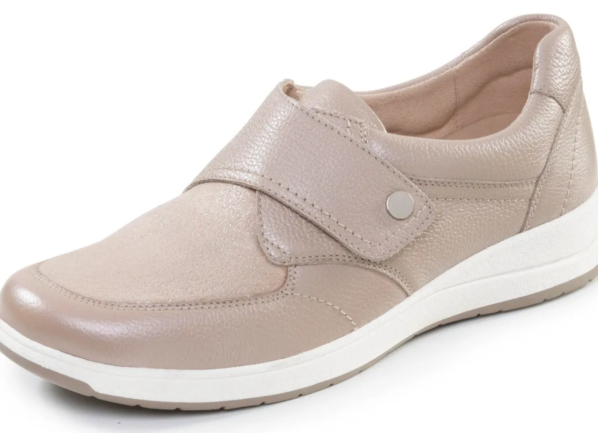 Hot ELENA EDEN , komfortable Damen-Slipper, Weite K, mit herausnehmbarem Fußbett TAUPE