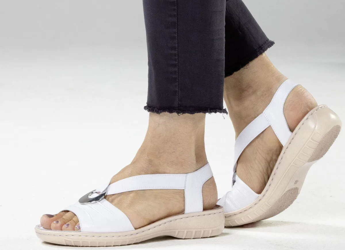 ELENA EDEN , leichte Damen-Sandalen, Weite H, mit Elastik-Bandage WEISS