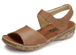 Discount BADER ELENA EDEN, modische Damen-Sandalen, Weite G, mit Klettverschluss COGNAC