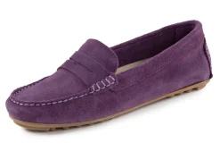 Discount ELENA EDEN Mokassin-Slipper aus geschmeidigem Rind-Veloursleder LILA