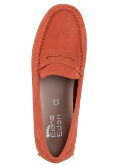 Hot ELENA EDEN Mokassin-Slipper aus geschmeidigem Rind-Veloursleder ORANGE