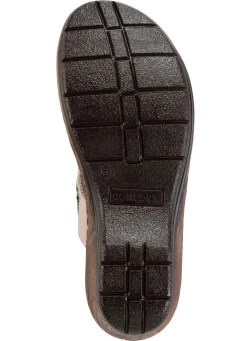Online ELENA EDEN Pantolette mit dezenter Knitter-Struktur TAUPE-MARINE-WEISS