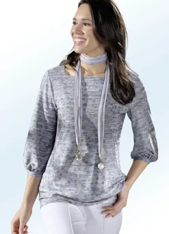 ELENA EDEN MADE IN GERMANY ELENA EDEN Pullover mit schönem Dessin und dezentem Glanz GRAU MELIERT