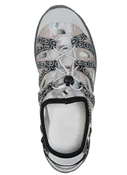 Outlet ELENA EDEN Sandale mit Textilbordüre GRAU-TAUPE