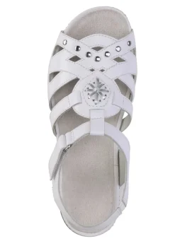 New BADER ELENA EDEN Sandale mit Ziernieten und Lederdurchzügen WEISS
