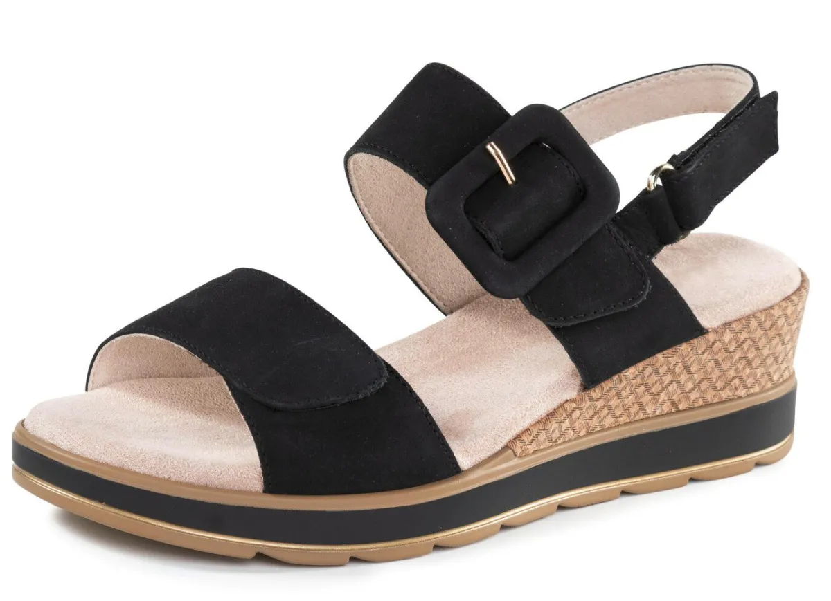 BADER ELENA EDEN Sandalette aus feinem Nubukleder SCHWARZ