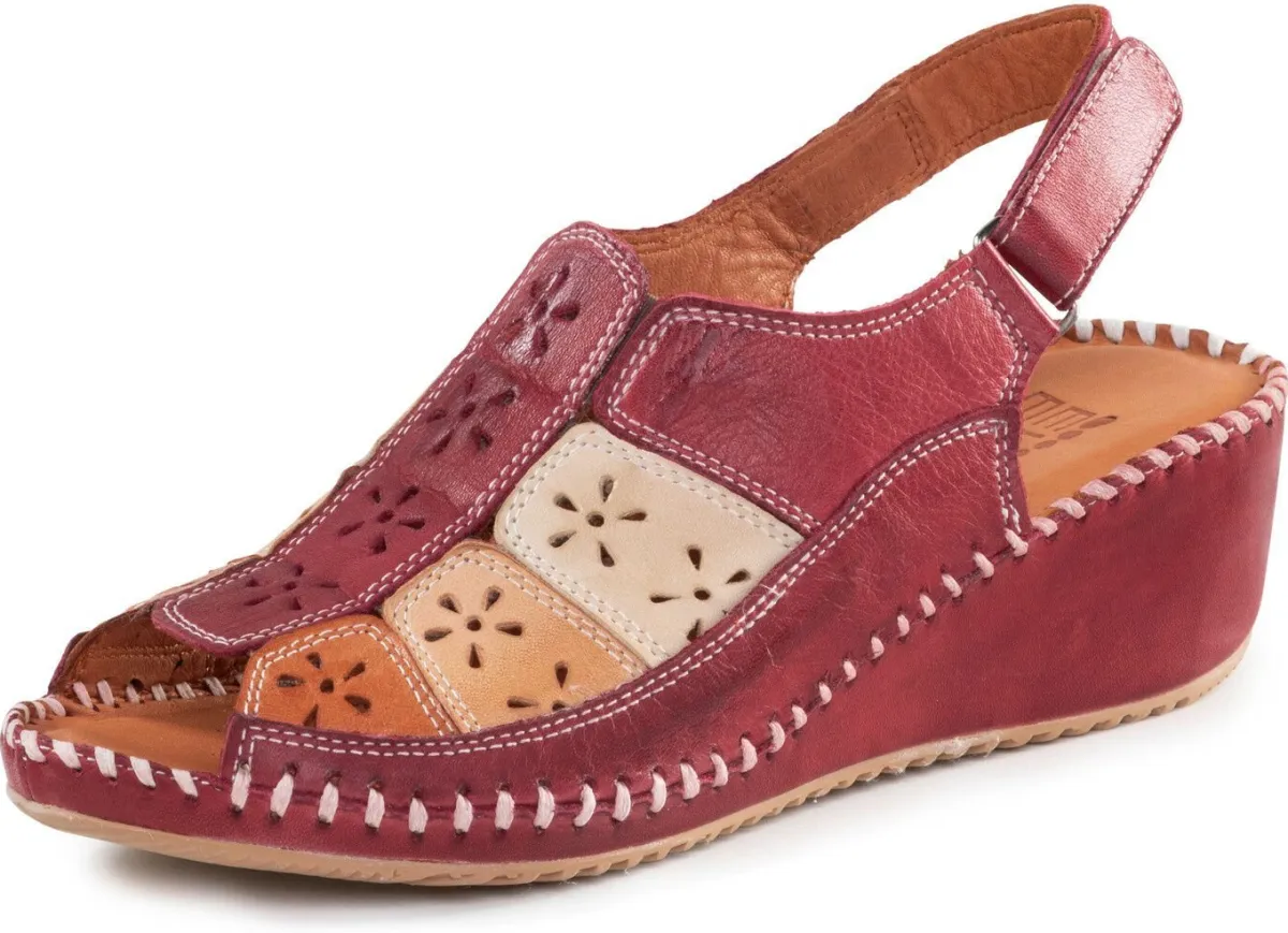 Best ELENA EDEN Sandalette aus weichem, perforiertem Nappaleder RUBINROT-BUNT