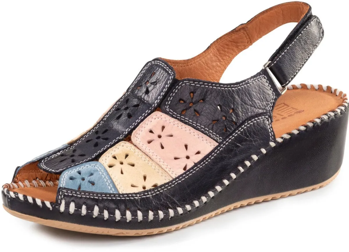 New ELENA EDEN Sandalette aus weichem, perforiertem Nappaleder DUNKELBLAU-BUNT