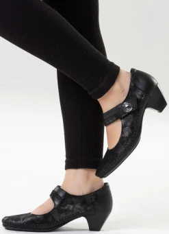 Outlet ELENA EDEN , schicke Damen-Pumps, Weite G, mit herausnehmbarem Fußbett SCHWARZ