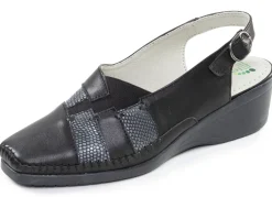 ELENA EDEN , schicke Damen-Sandalen, Weite G, mit Gummizug SCHWARZ