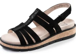 Outlet ELENA EDEN , schicke Damen-Sandalen, Weite G, mit herausnehmbarem Fußbett SCHWARZ