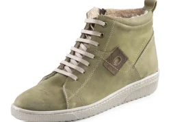 Discount ELENA EDEN Schnür-Bootie aus Nubukleder, mit Leder-Applikation PISTAZIE