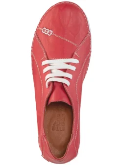 Discount ELENA EDEN Schnürschuh mit Knitter-Struktur und Zier-Nähten ROT