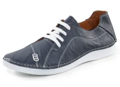 New ELENA EDEN Schnürschuh mit Knitter-Struktur und Zier-Nähten MARINE