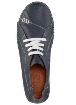 New ELENA EDEN Schnürschuh mit Knitter-Struktur und Zier-Nähten MARINE
