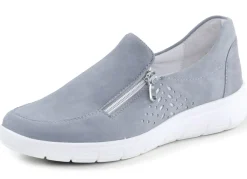 ELENA EDEN Slipper aus hochwertigem Veloursleder mit Zier-Perforation BLEU